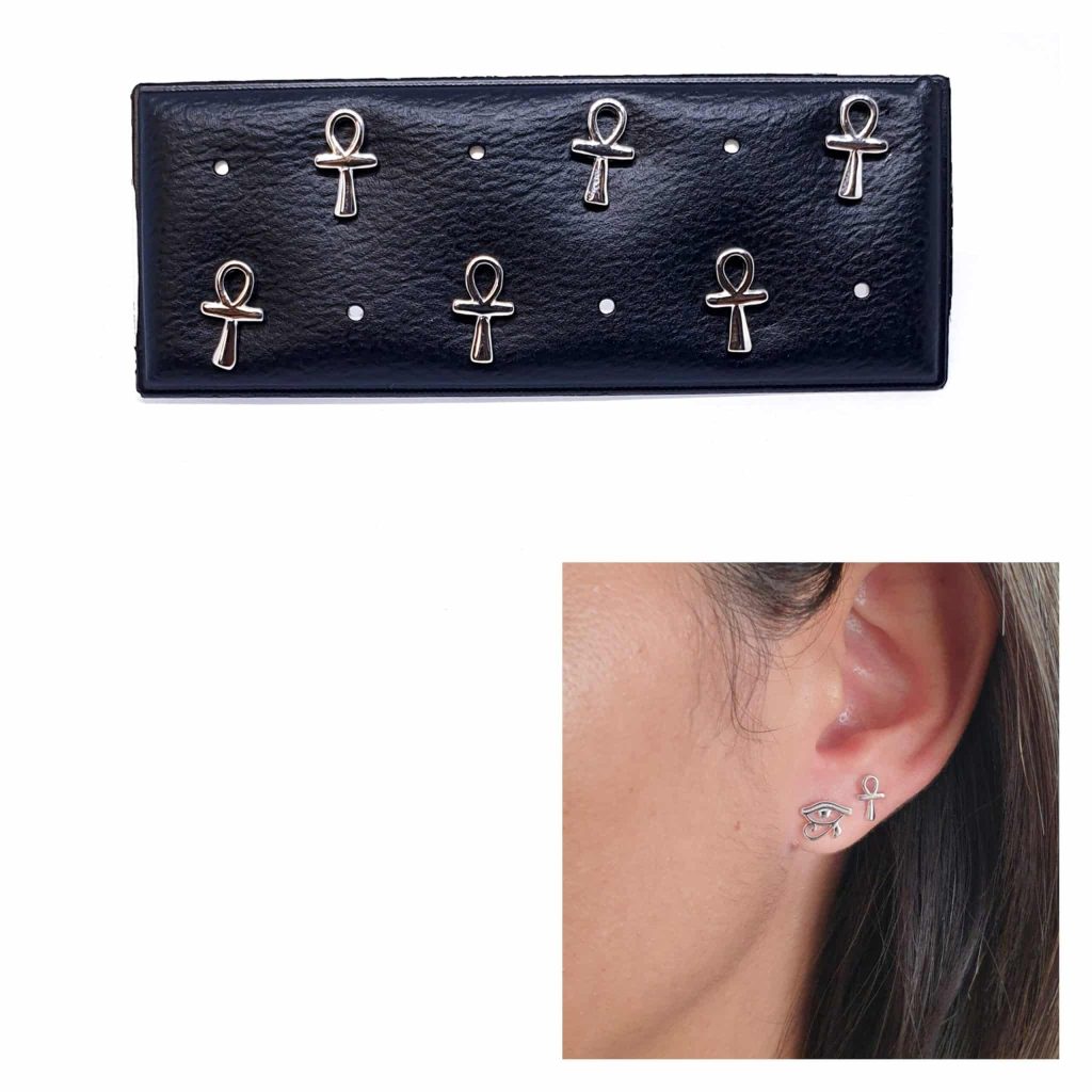 Pendientes cruz de la vida de plata de ley