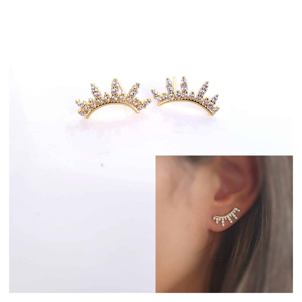 Pendientes rayo de sol oro de 14 quilates