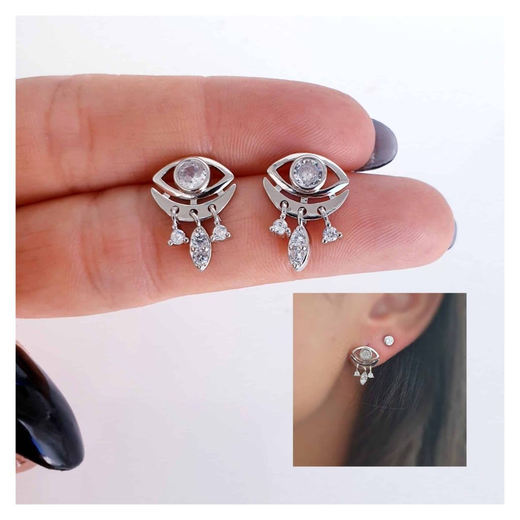 Pendiente ojo piedras