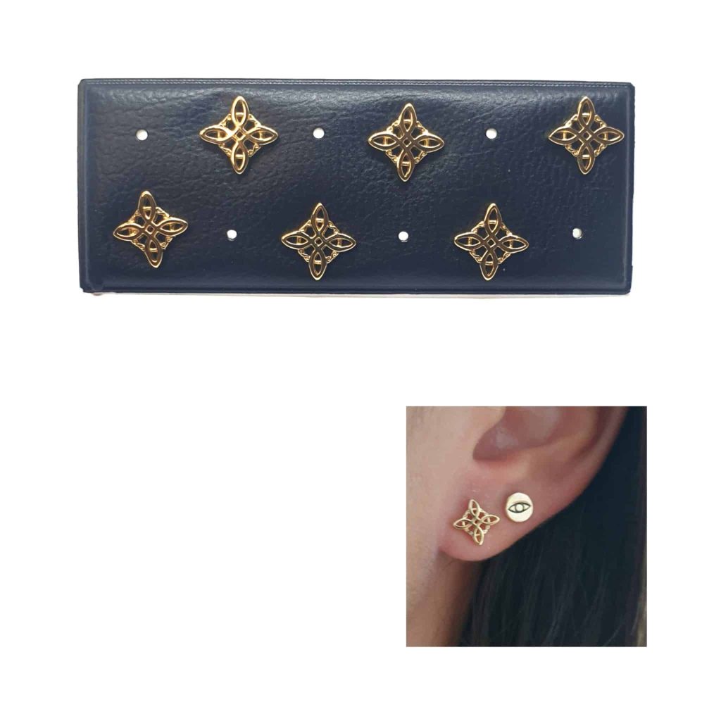 Pendientes nudo de bruja oro de 14 quilates