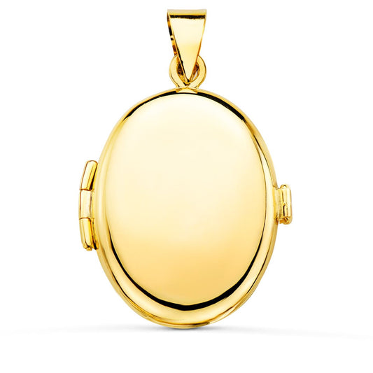 18K GUARDAPELO DIJE PORTAFOTOS ORO AMARILLO OVAL LISO 25X20 MM