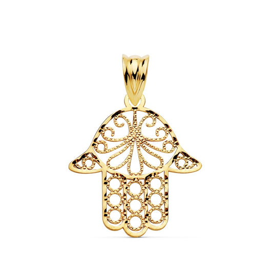 Colgante Amuleto Mano de Fatima 20 x 18 mm de oro amarillo 18K