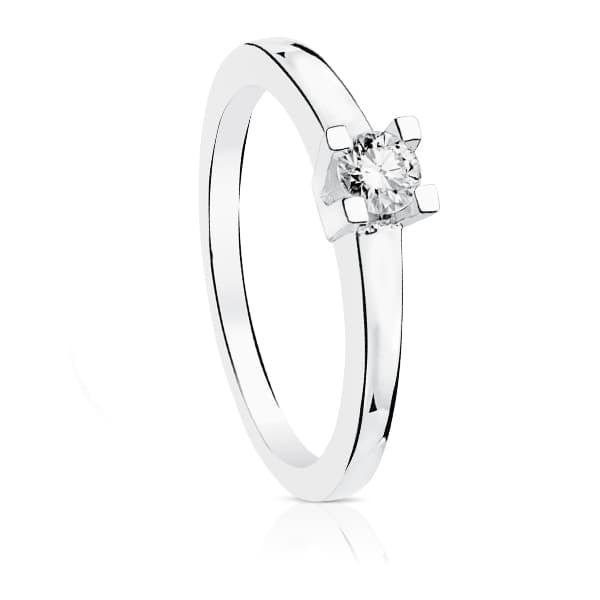 18K SOLITARIO ORO BLANCO DIAMANTE NATURAL TALLA BRILLANTE 0.200 QTS. SI-H