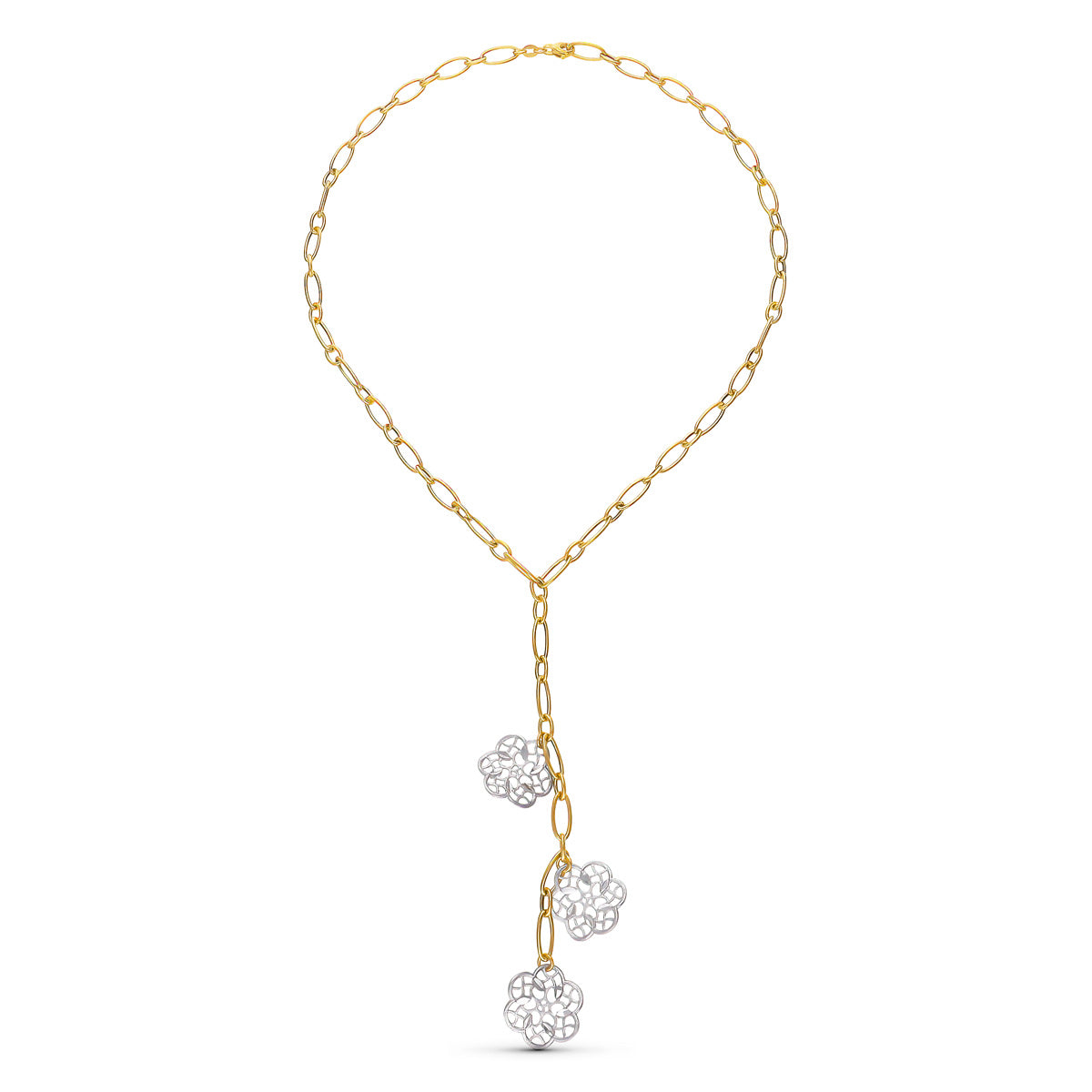 18K GARGANTILLA ORO BICOLOR FLORES
