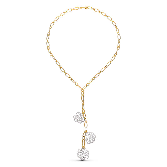 18K GARGANTILLA ORO BICOLOR FLORES