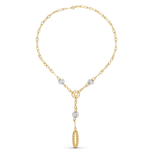 18K GARGANTILLA ORO BICOLOR MOTIVOS Y HOJAS BRILLO