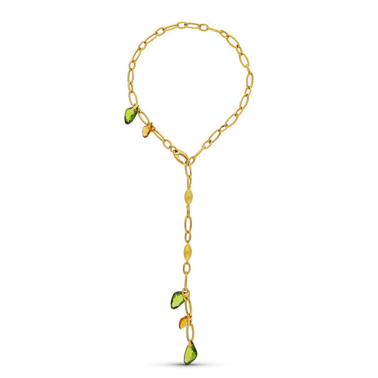 18K GARGANTILLA ORO AMARILLO PIEDRAS COLOR