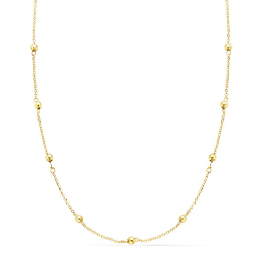 18K CADENA ORO AMARILLO MACIZA FORZADA CON BOLAS LISAS 3 MM LARGO 45CM