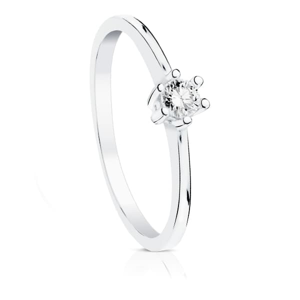 18K SOLITARIO DIAMANTE NATURAL TALLA BRILLANTE ORO BLANCO 0.100 QTS. SI-H