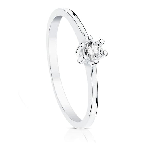 18K SOLITARIO DIAMANTE NATURAL TALLA BRILLANTE ORO BLANCO 0.100 QTS. SI-H