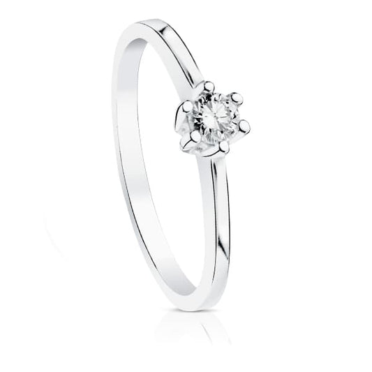 18K SOLITARIO DIAMANTE NATURAL TALLA BRILLANTE ORO BLANCO 0.150 QTS. SI-H
