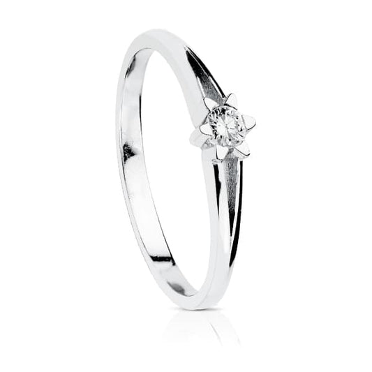 Solitario Diamantes Talla Brillante 0,100 Qts. Si-h de oro blanco 18K