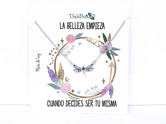 Collar libélula piedras de plata de ley - Joyería Zafir