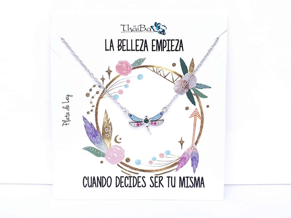 Collar libélula piedras de plata de ley - Joyería Zafir