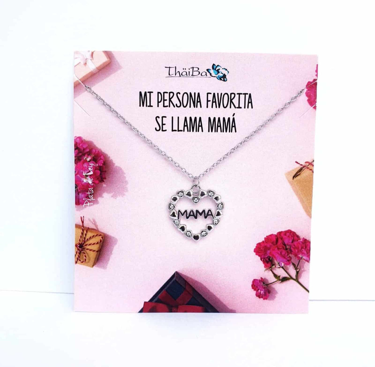 Collar mamá corazones de plata de ley - vista adicional