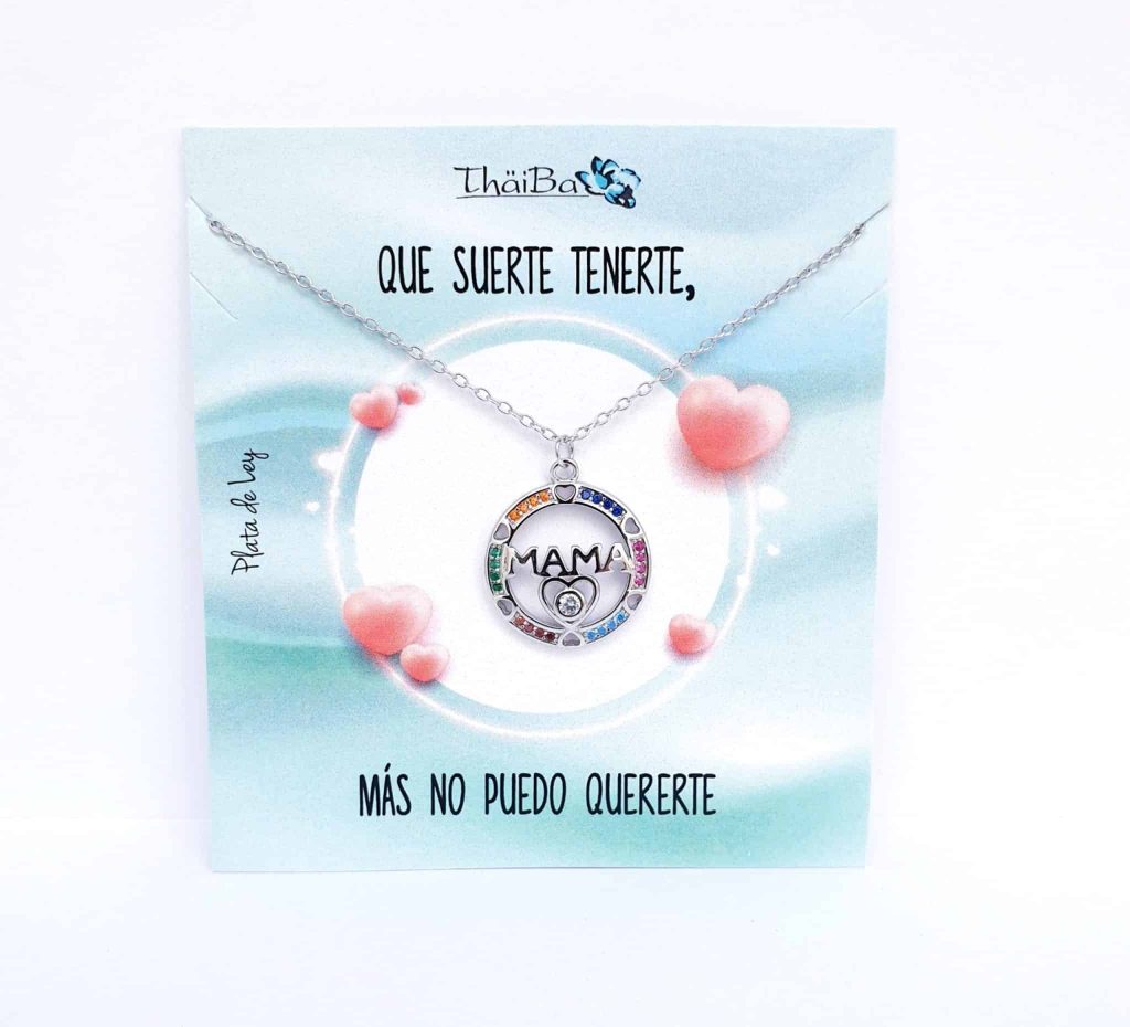 Collar mamá círculo de plata de ley