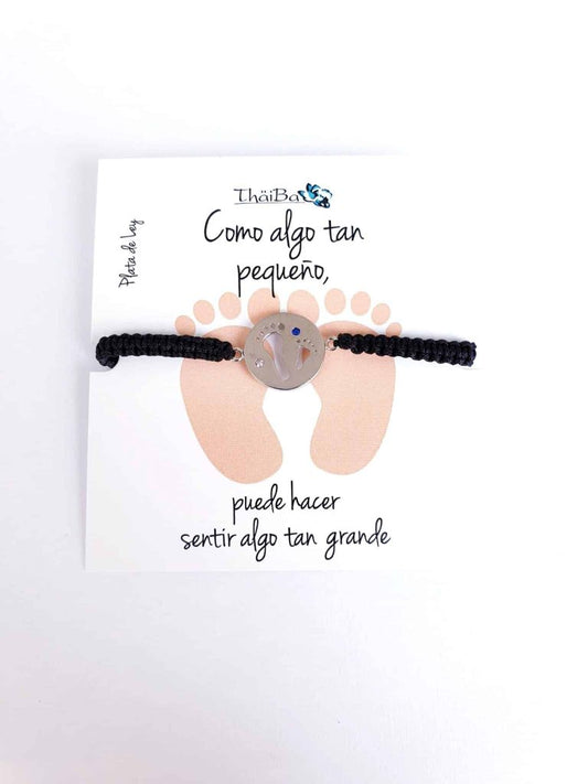 Pulsera pies bicolor hijo/a de plata de ley