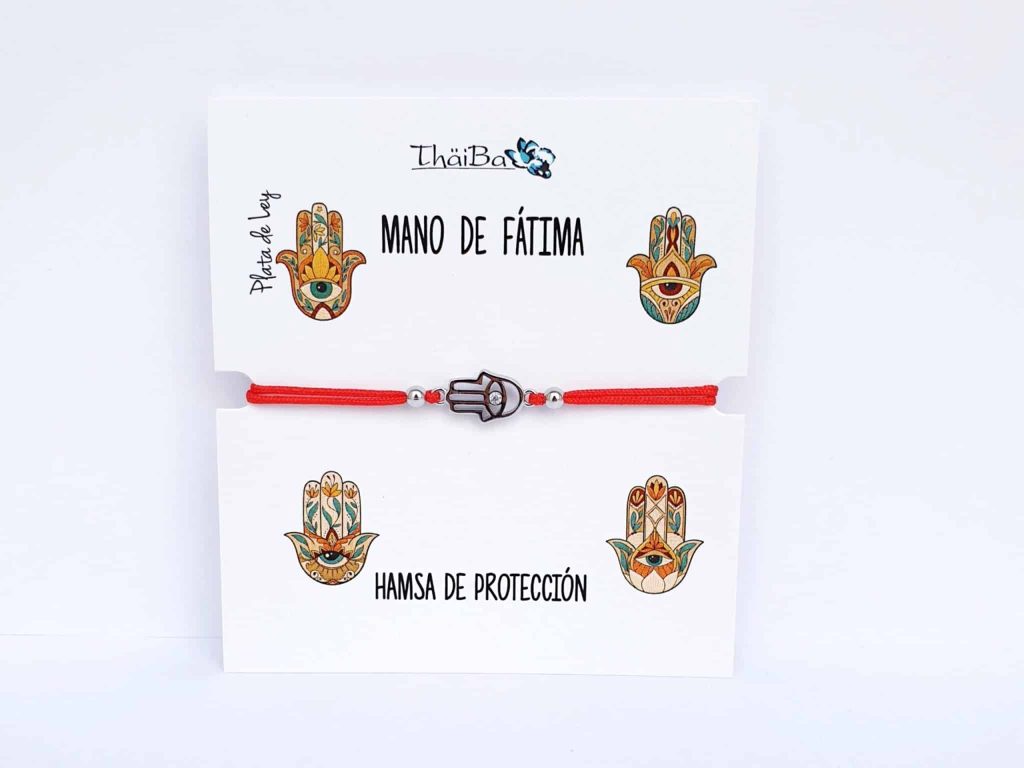 Pulsera hilo rojo mano Fátima de plata de ley