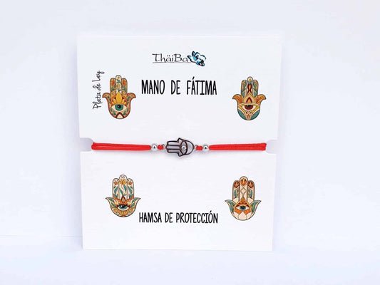 Pulsera hilo rojo mano Fátima de plata de ley