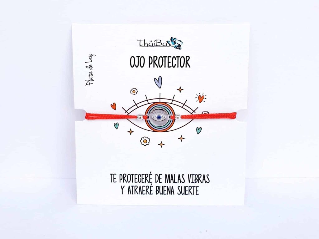 Pulsera hilo rojo ojo protector de plata de ley
