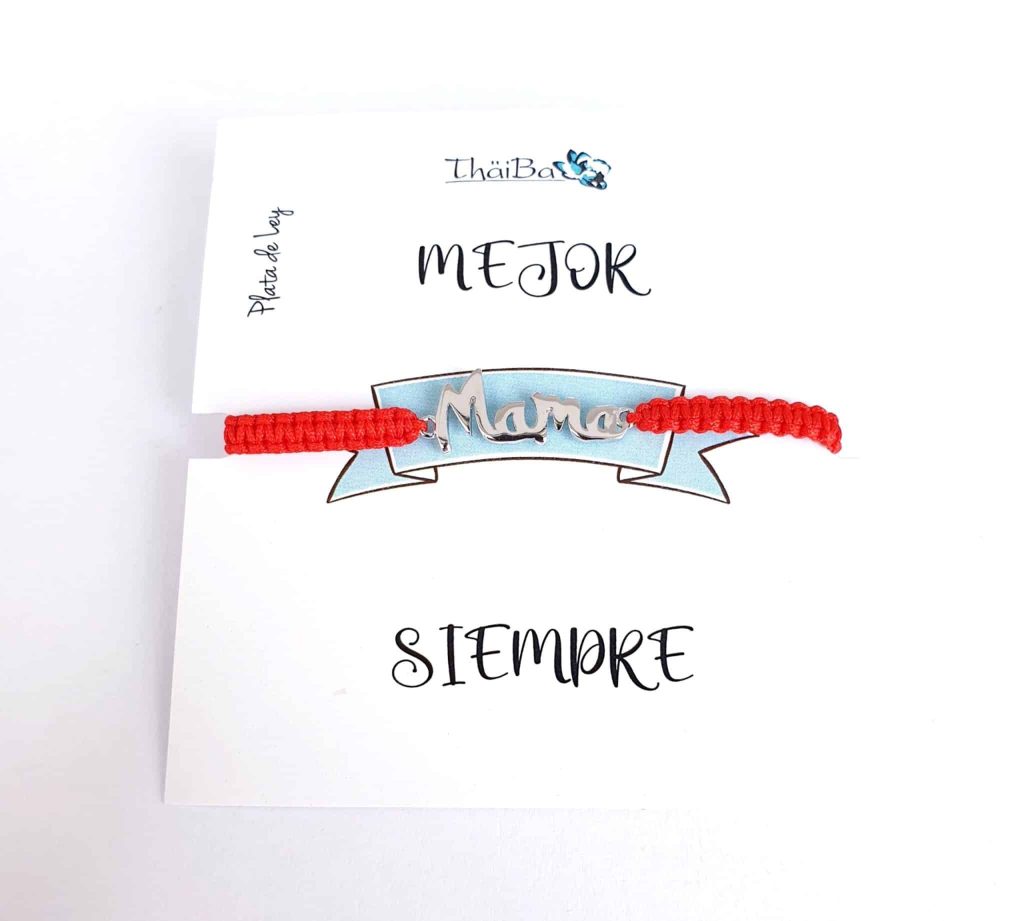 Pulsera macramé mamá de plata de ley