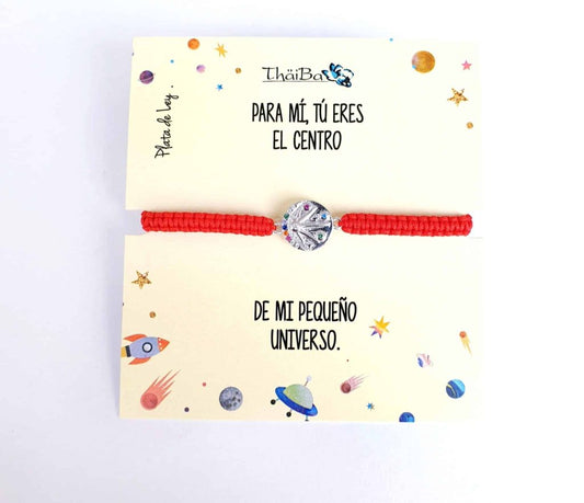 Pulsera roja macramé universo de plata de ley - Joyería Zafir