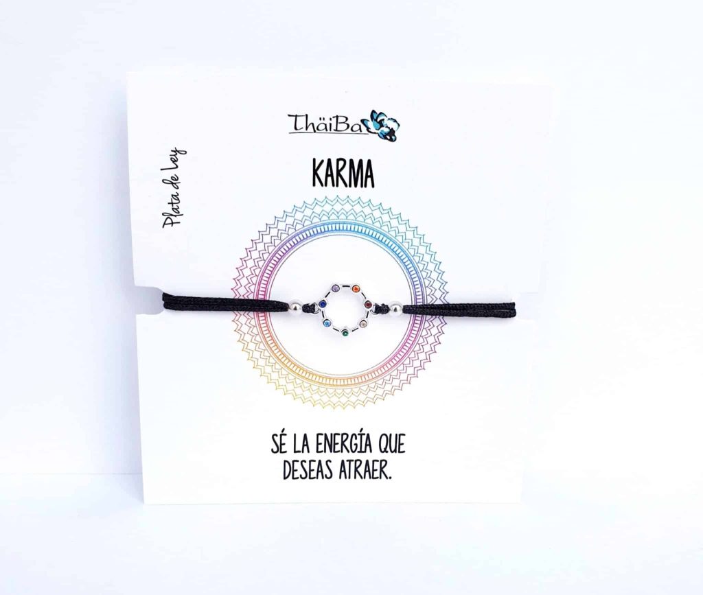 Pulsera hilo karma de plata de ley