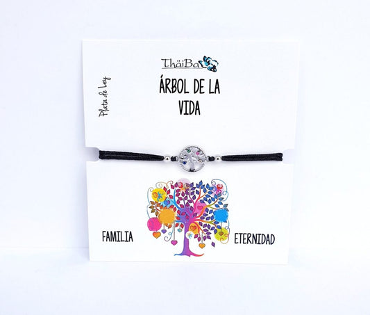 Joyas Con Mensaje - Pul2152 Hilo Negro Arbol Vida - Senora