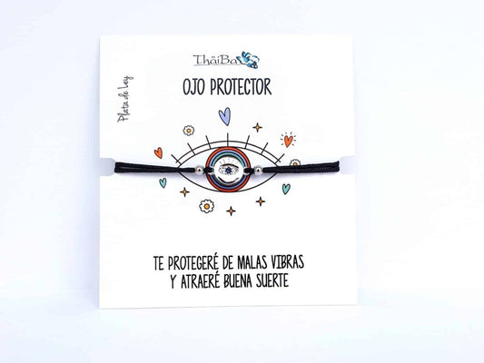 Pulsera hilo negro ojo protector de plata de ley