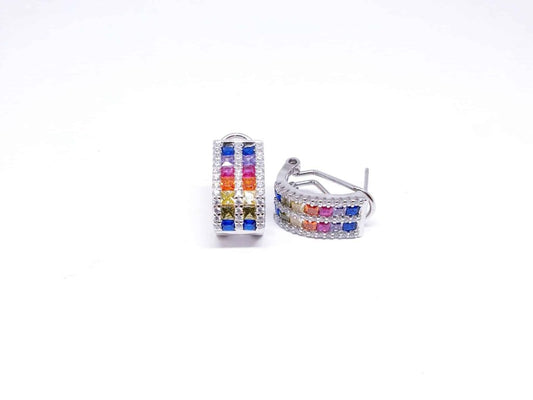 Pendientes omega dúo de plata de ley