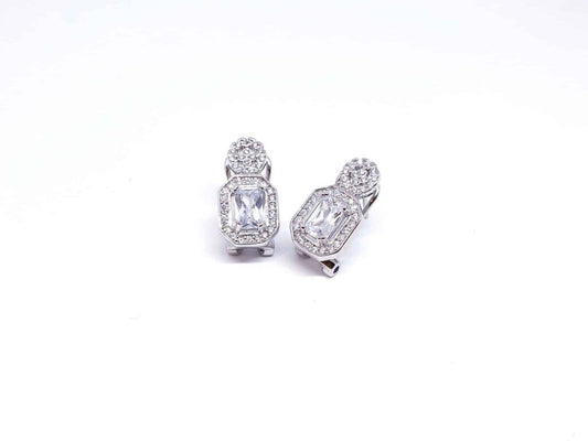 Pendientes omega rectangular de plata de ley - Joyería Zafir