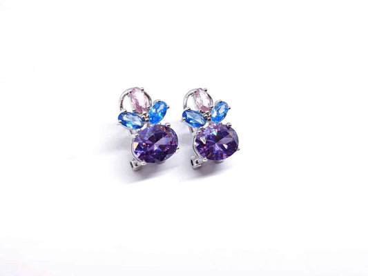 Pendientes omega Violeta de plata de ley