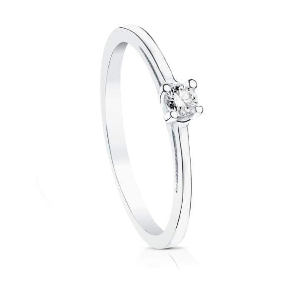 18K SOLITARIO DIAMANTE NATURAL TALLA BRILLANTE ORO BLANCO 0.100 QTS. SI-H