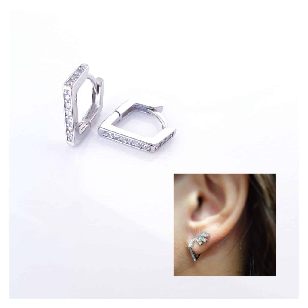 Pendientes pentágono de plata de ley