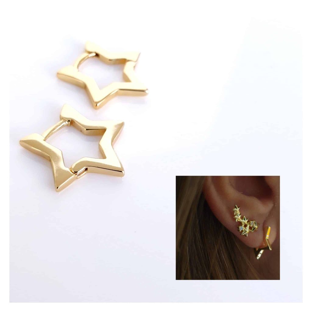 Pendientes estrella oro de 14 quilates