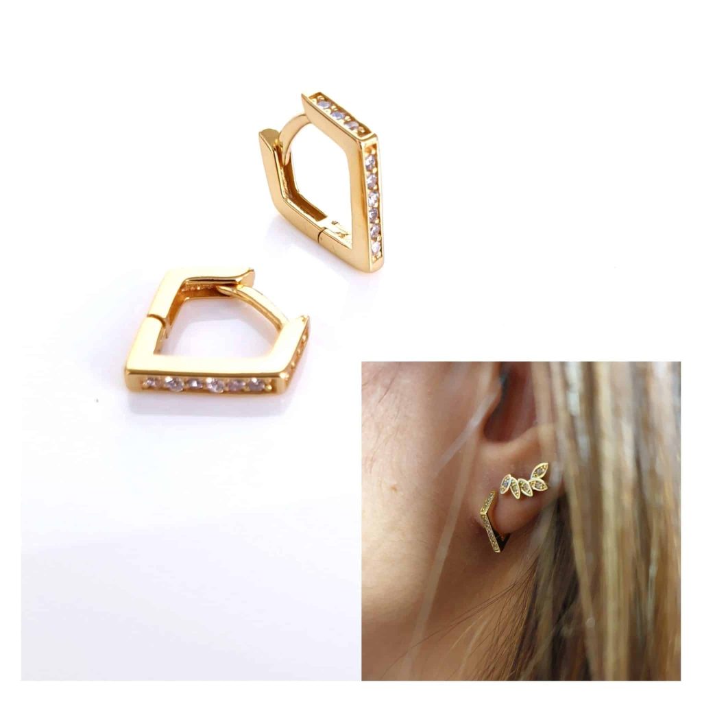 Pendientes pentágono oro de 14 quilates