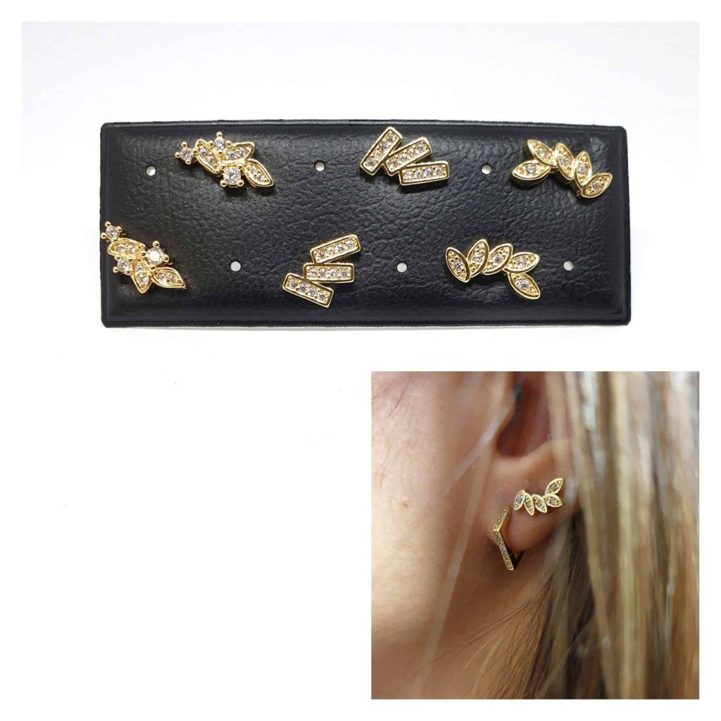 Pendientes trio oro de 14 quilates