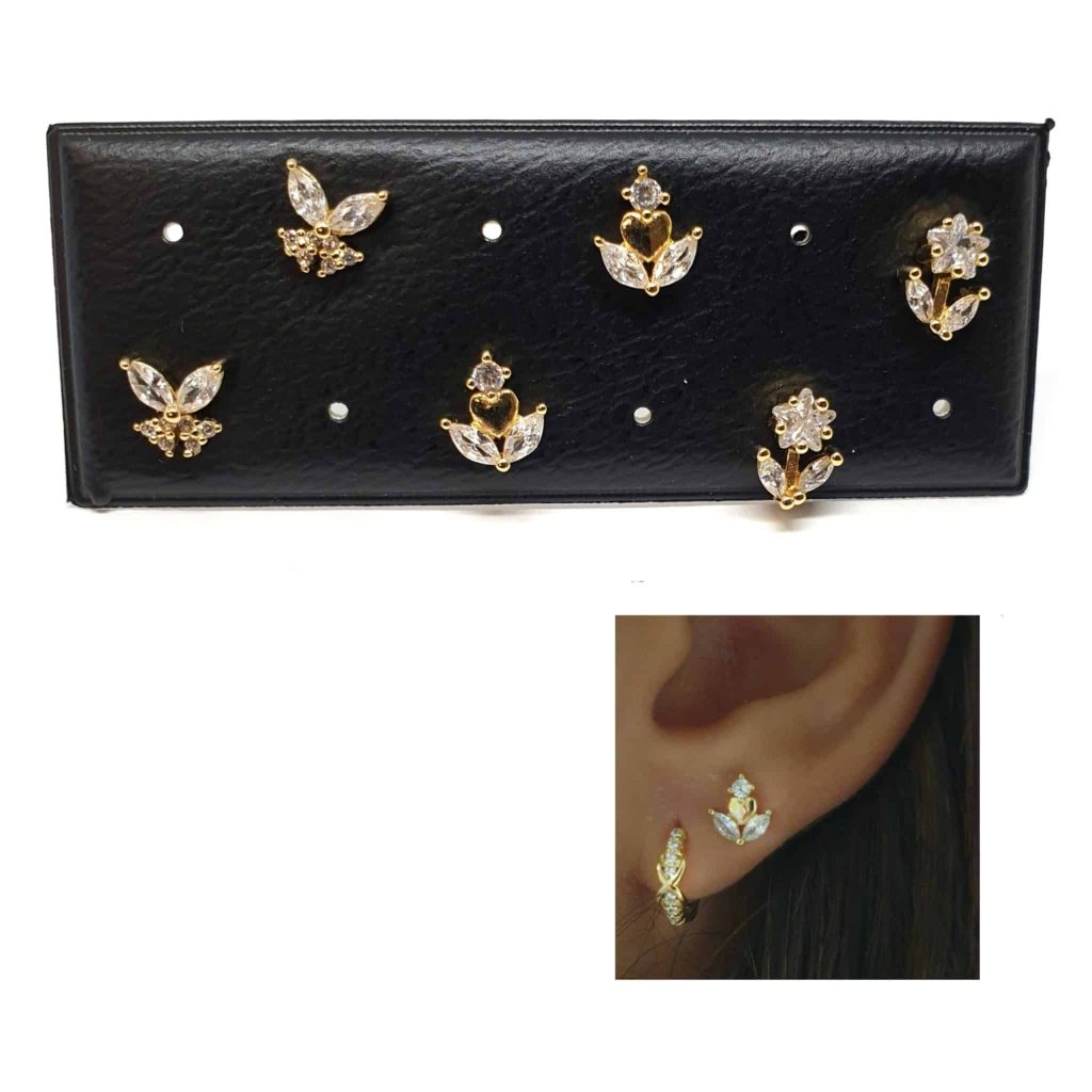 Pendientes primavera blanca oro de 14 quilates