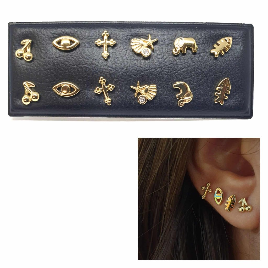 Pendientes mix oro de 14 quilates