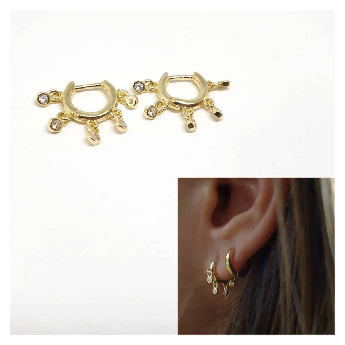 Pendientes Lolitas de plata de ley con baño de oro de 14 quilates - vista adicional