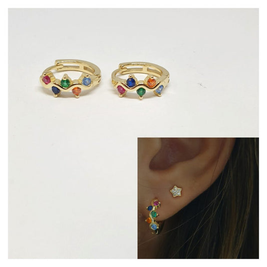 Pendientes plata zig zag color oro