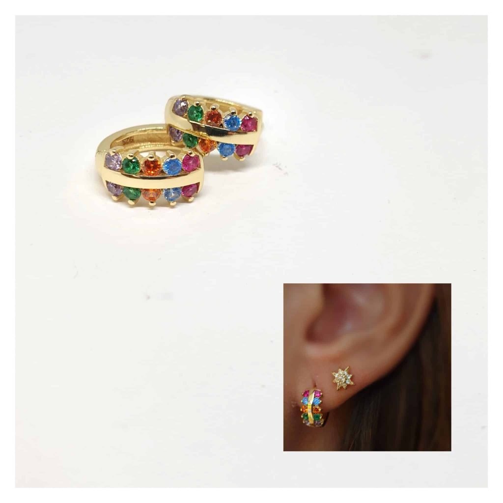 Pendientes fantasía oro de 14 quilates