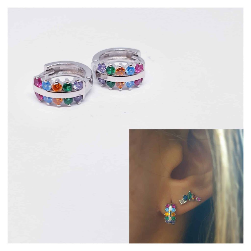 Pendientes fantasía de plata de ley