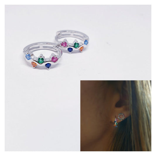 Pendientes aros zig zag color