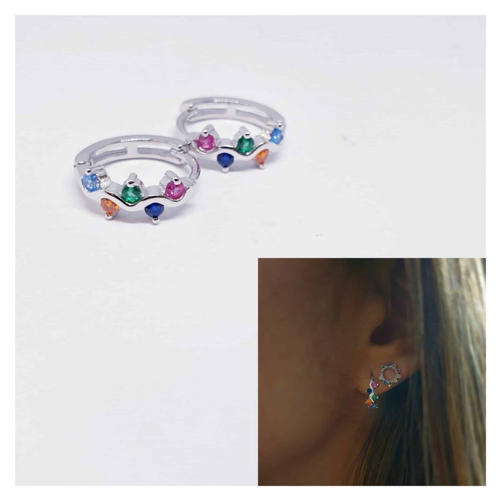 Pendientes zig zag color de plata de ley