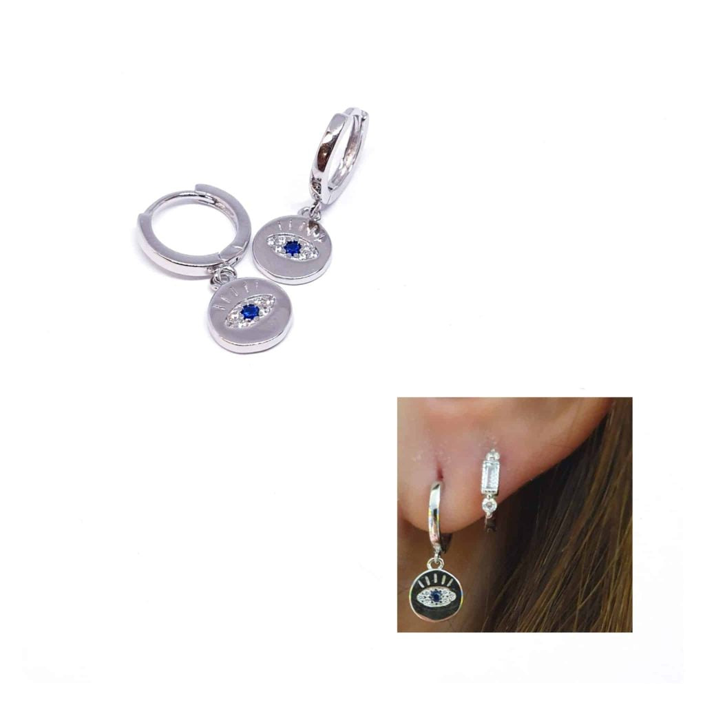 Pendientes ojo protector de plata de ley