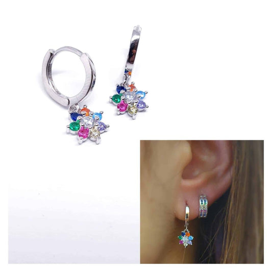 Pendientes flor fantasía de plata de ley