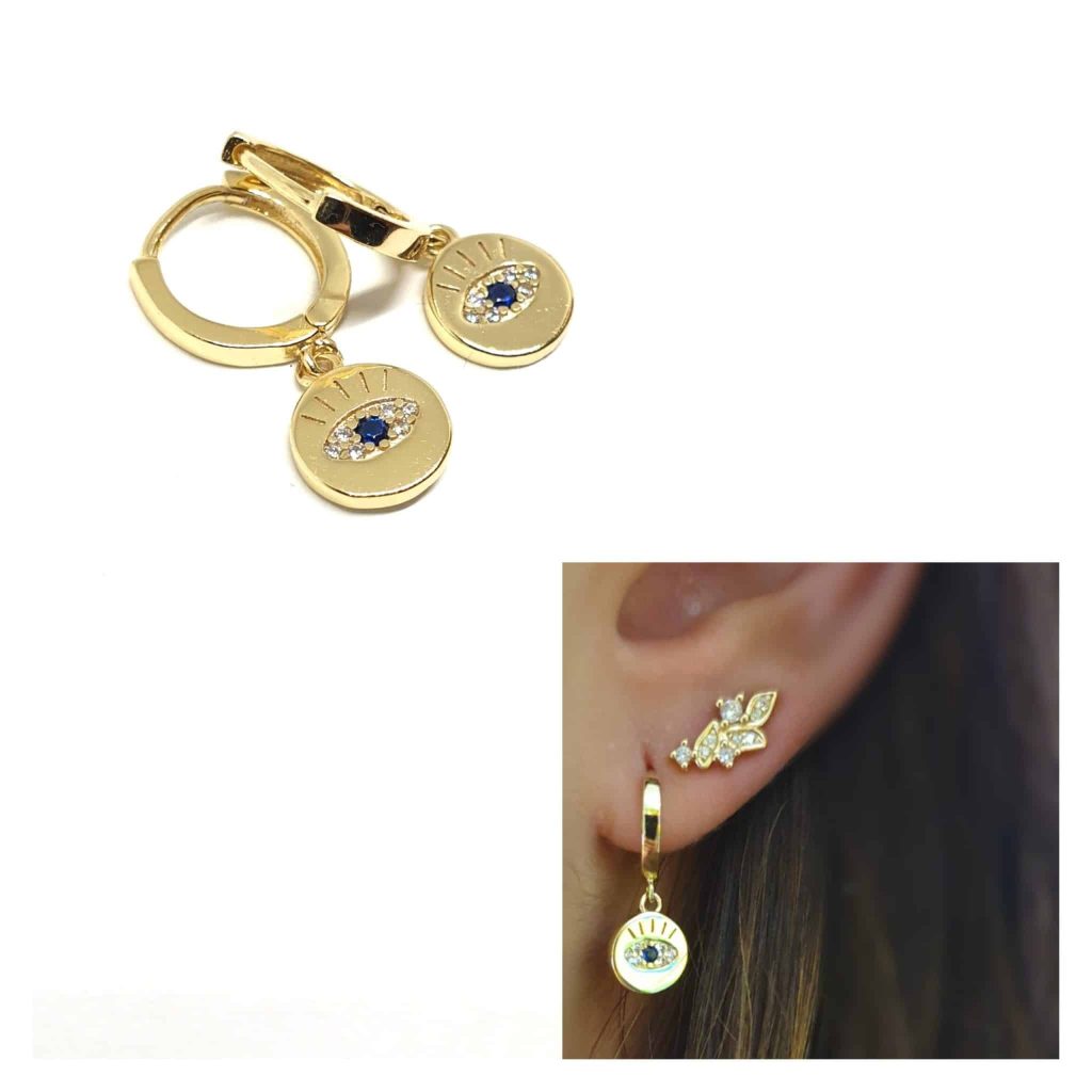 Pendientes ojo protector oro de 14 quilates