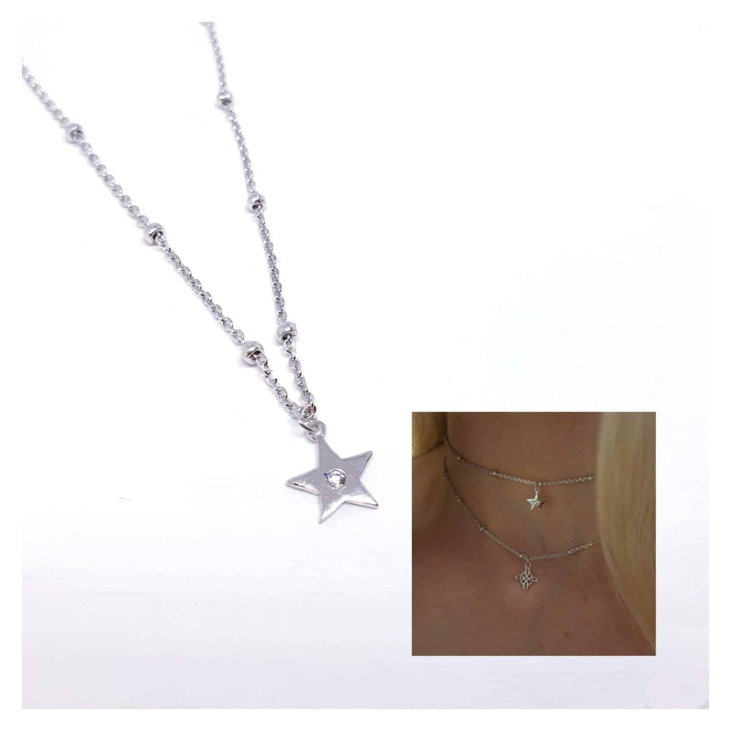 Collar chocker estrella de plata de ley