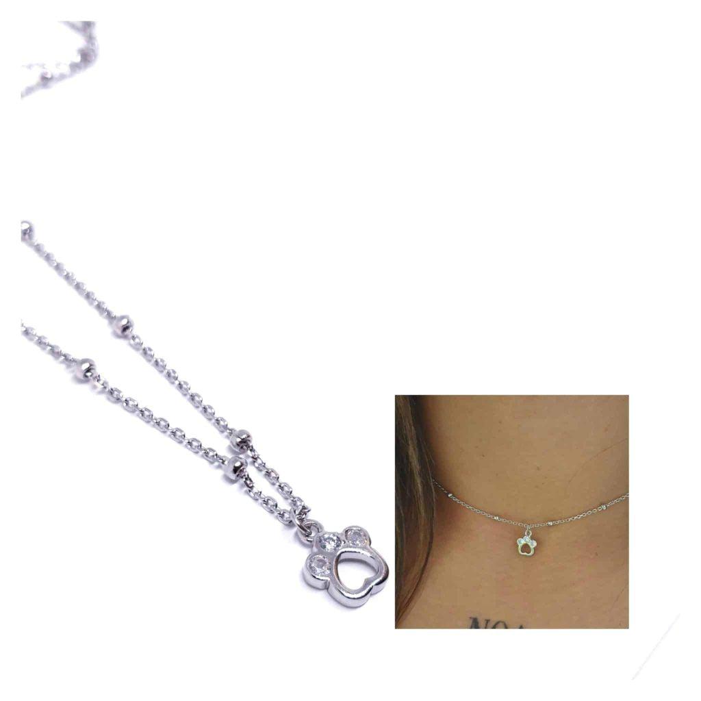 Collar chocker huella de plata de ley